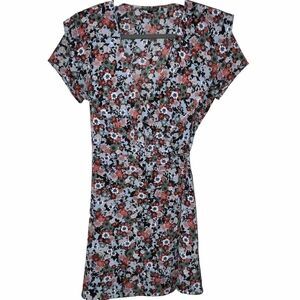 Topshop‎ Mini Wrap Dress Sz 8 Floral Flutter GirlCore Ruffle